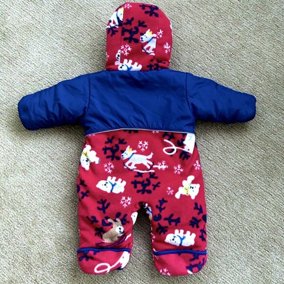 Columbia Blue Red Winter Animal Print Baby Snowsuit Baby Boy Size 6 Months - Picture 5 of 6